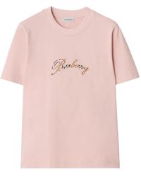 Burberry - Camiseta con logo en cursiva - Lyst