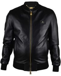 Billionaire - Logo-Patch Leather Jacket - Lyst