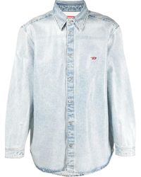 DIESEL - Embroidered-Logo Denim Shirt - Lyst