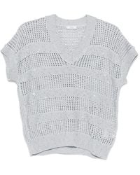 Peserico - Sequin-Embellished V-Neck Sweater - Lyst