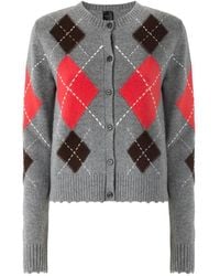 Pinko - Argyle-Intarsia Button-Up Cardigan - Lyst