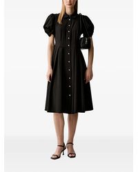DKNY - Puff-Sleeve Pleated Midi Dress - Lyst