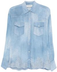 ERMANNO FIRENZE - Chest-Pocket Lace-Detail Shirt - Lyst