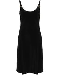 Miu Miu - Robe Mi-Longue Cady À Plaque Logo - Lyst