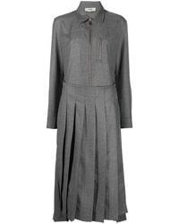 Fendi - Spread-collar Pleated Midi Dress - Lyst