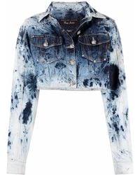 Philipp Plein - Bleached-effect Cropped Denim Jacket - Lyst