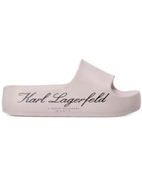 KARL LAGERFELD - Logo-Print Flat Slides - Lyst