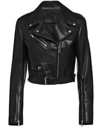Prada - Nappa Leather Biker Jacket - Lyst