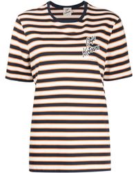 Café Kitsuné - Logo-print Striped Cotton T-shirt - Lyst