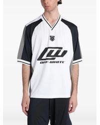 Off-White c/o Virgil Abloh - Logo-Print V-Neck T-Shirt - Lyst