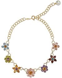 Dolce & Gabbana - 18kt Yellow Gold Embellished Floral Necklace - Lyst