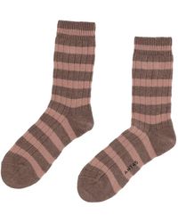 ANT45 - Dublino Striped Ribbed-Knit Socks - Lyst