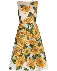 Oscar de la Renta - Floral-print Silk Midi Dress - Lyst