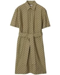 Burberry - Checked Cotton Shirtdress - Lyst