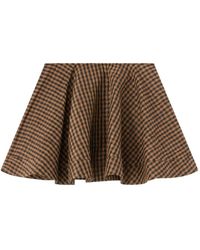 Ganni - Crinkled Check Mini Circle Skirt - Lyst