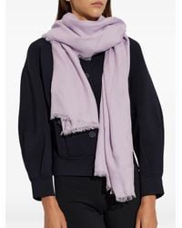 Emporio Armani - Logo-Embroidered Frayed Scarf - Lyst