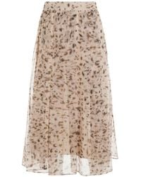 Brunello Cucinelli - Animal-Print Silk Skirt - Lyst
