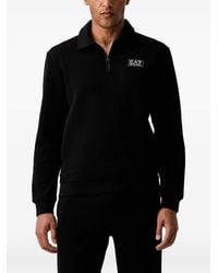 EA7 - Logo-Patch Quarter-Zip Sweatshirt - Lyst