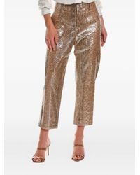 Brunello Cucinelli - Snakeskin-Print Leather Trousers - Lyst