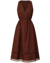 Twinset - V-Neck Embroidery-Details Midi Dress - Lyst