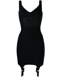 Murmur Semi-sheer Paneled Bodysuit - Black