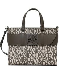 ARMANI EXCHANGE - Logo-Print Buckle-Detail Tote Bag - Lyst