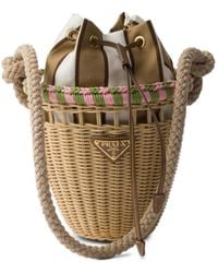 Prada - Mini Wicker Bucket Bag - Lyst