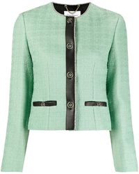 Ferragamo - Leather-Trim Tweed Jacket - Lyst