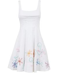 STAUD - Wells Embroidered Mini Dress - Lyst