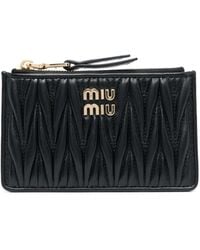 Miu Miu - Portefeuille En Cuir À Design Matelassé - Lyst