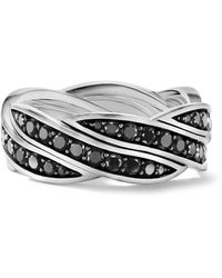 David Yurman - Sterling Dy Helios Diamond Band Ring (9Mm) - Lyst