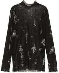 Limi Feu - Tattoo-Printed Tulle-Turtle Neck T-Shirt - Lyst
