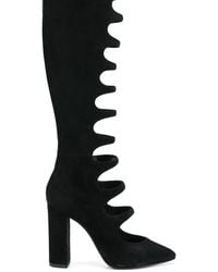 Saint Laurent - Joplin Cutout Suede Knee Boot - Lyst