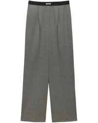 MSGM - Logo-Waistband Pleated Trousers - Lyst