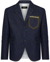 DSquared² - Single-Breasted Denim Blazer - Lyst