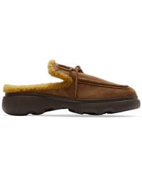 Burberry - Suede Shearling-lined Stony Mules - Lyst