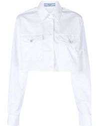Prada - Cropped Crystal-embellished Shirt - Lyst