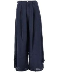 Emporio Armani - Pleated Linen Trousers - Lyst