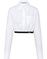 Prada - Logo-print Cropped Shirt - Lyst