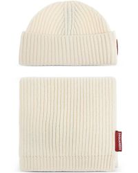 DSquared² - Logo-Patch Ribbed Beanie Hat Set - Lyst