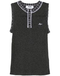 MSGM - Lace-Trimmed Ribbed Tank Top - Lyst