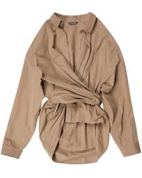 Balenciaga - Wrap Cotton Shirt - Lyst