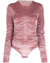 Ioana Ciolacu - Velvet-Effect Gathered-Detail Body - Lyst