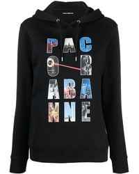 Rabanne - Logo-Print Drawstring Hoodie - Lyst