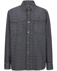 Balmain - Jacquard Monogram Denim Shirt - Lyst