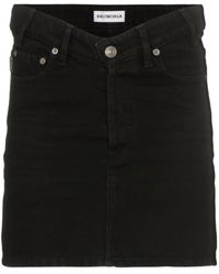 Balenciaga - V-waist Denim Mini Skirt - Lyst