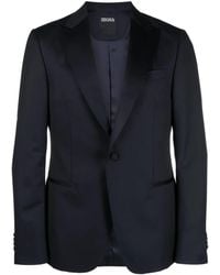 ZEGNA - Blazer Boutonné À Patch Logo - Lyst
