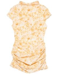 Magda Butrym - Fitted Draped Mini Dress With Stand Collar - Lyst