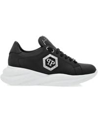 Philipp Plein - Crystal-Embellished Leather Sneakers - Lyst