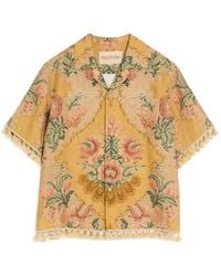 Valentino Garavani - Linen Bowling Shirt With Apres L'Hiver Print - Lyst